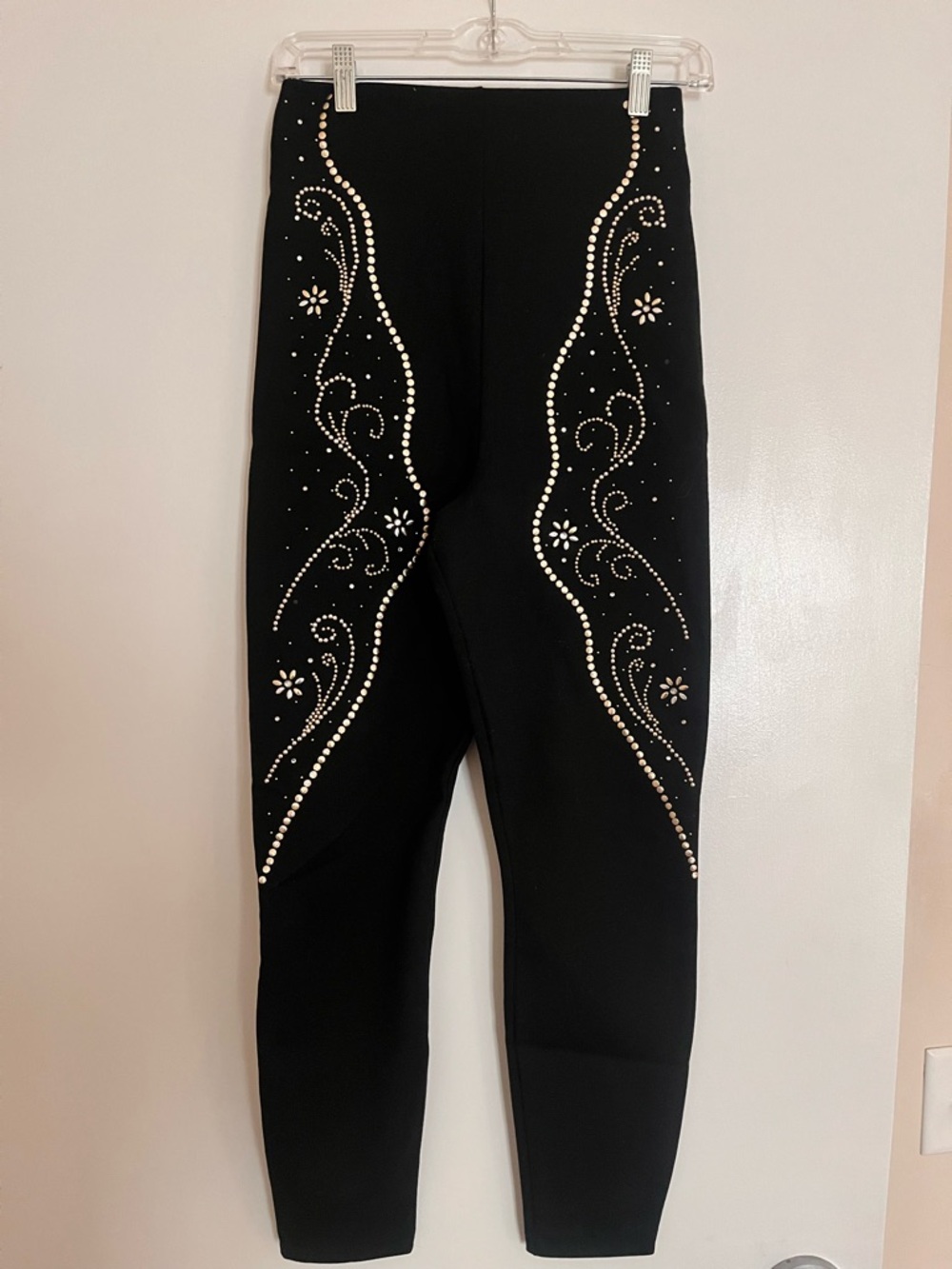 ASOS Black High Waisted Pants with Stud Swirl Detail